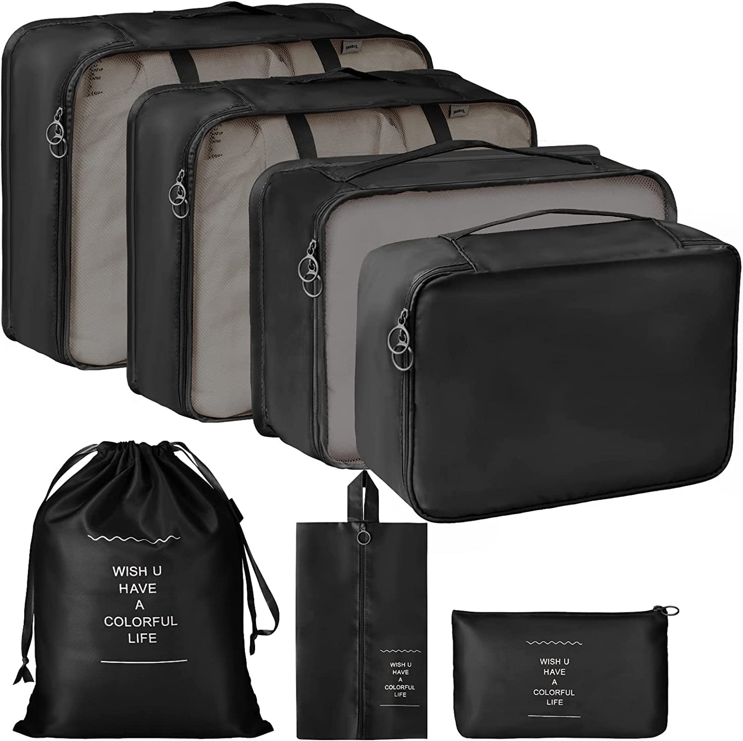 Packing Cubes With Pouch & Toiletry Bag (Set of 7)