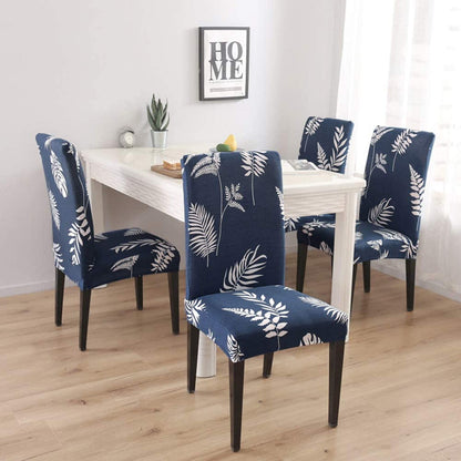 Printed Chair Cover-(Dark Blue Petals)