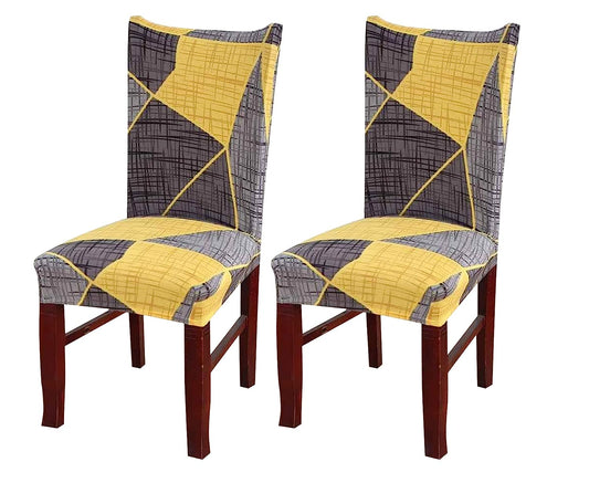 Printed Chair Cover(Beige Yellow Prism)