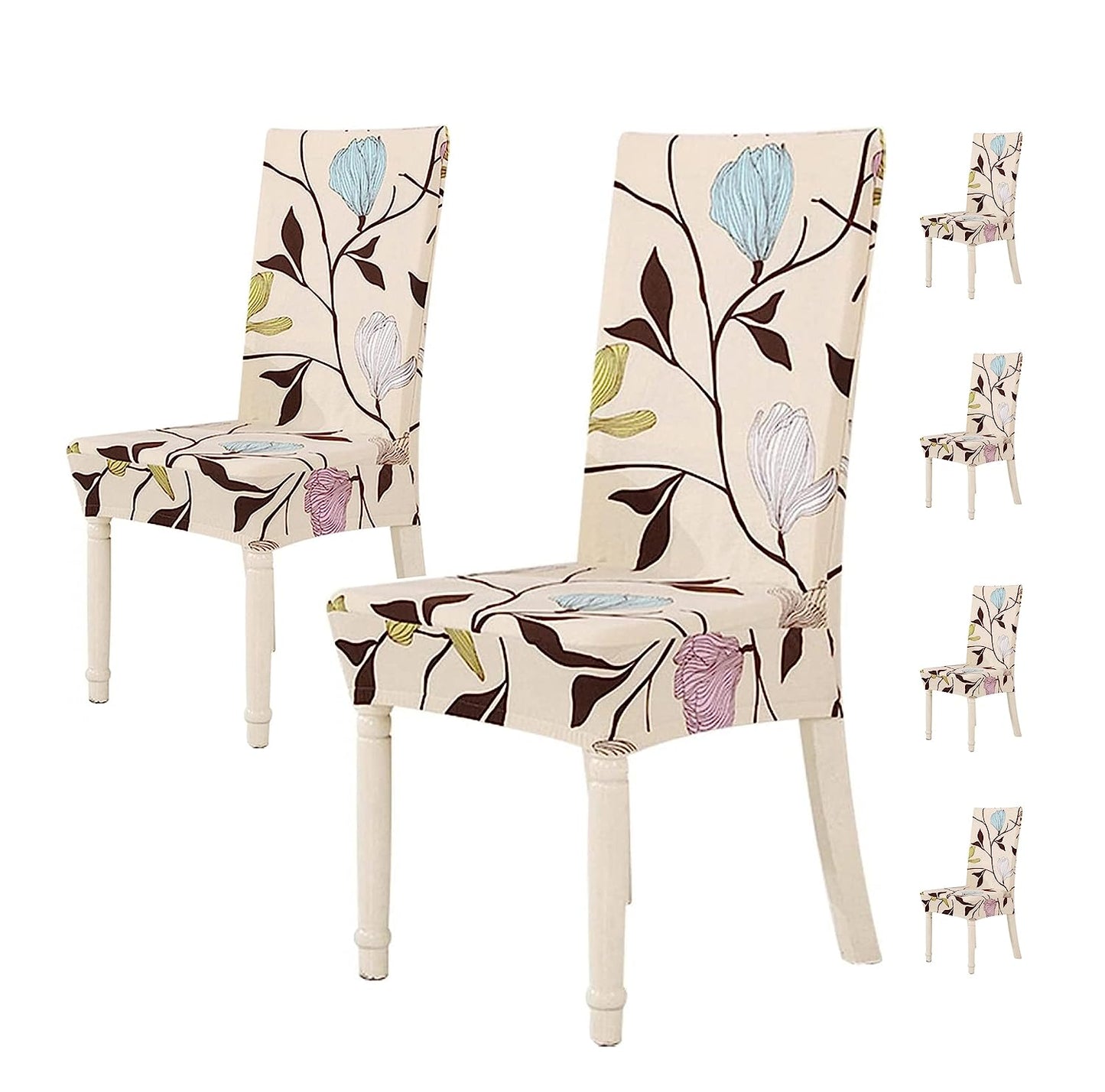 Printed Chair Cover-(Cream Brown Leaf)