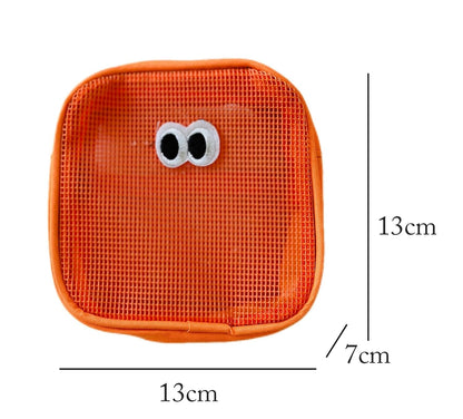 Cute Eye Mesh Cosmetic Bags- Orange