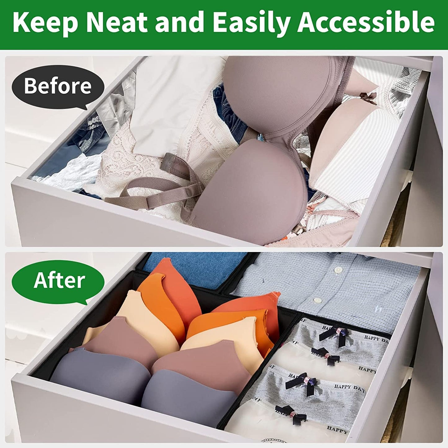 Foldable Cloth Storage Box Drawer Organizer Containers Set of 8