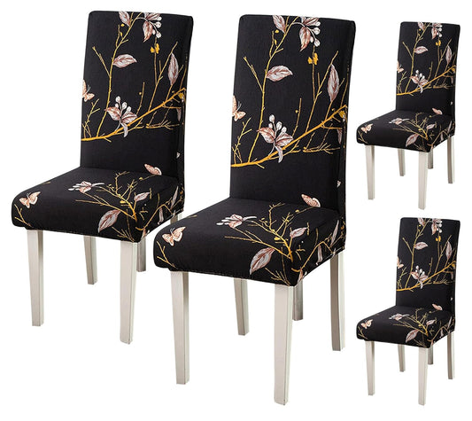 Printed Elastic Chair Cover (Black Orchid)