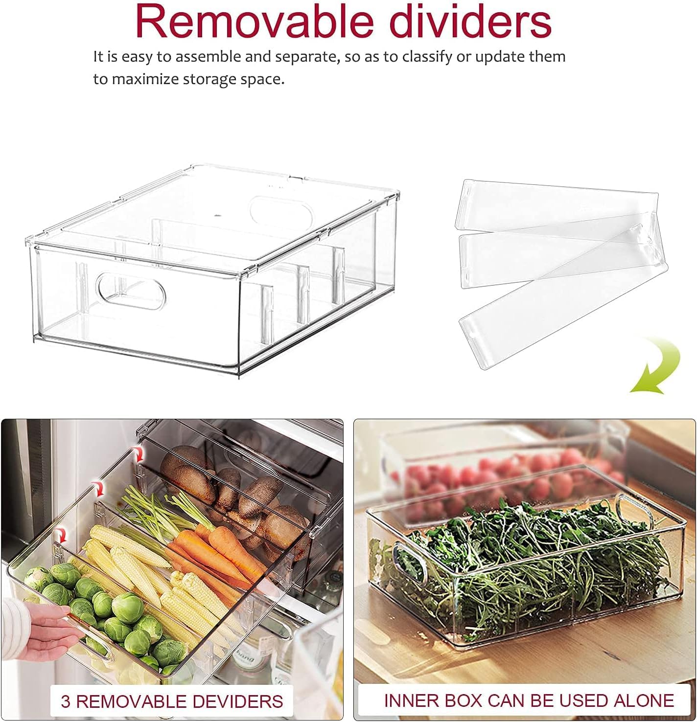 Refrigerator Organizer Bins with Pull-out Drawer