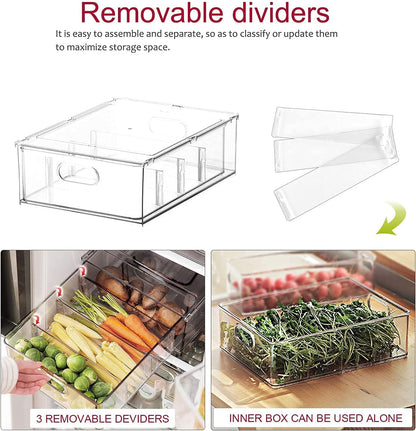 Refrigerator Organizer Bins with Pull-out Drawer