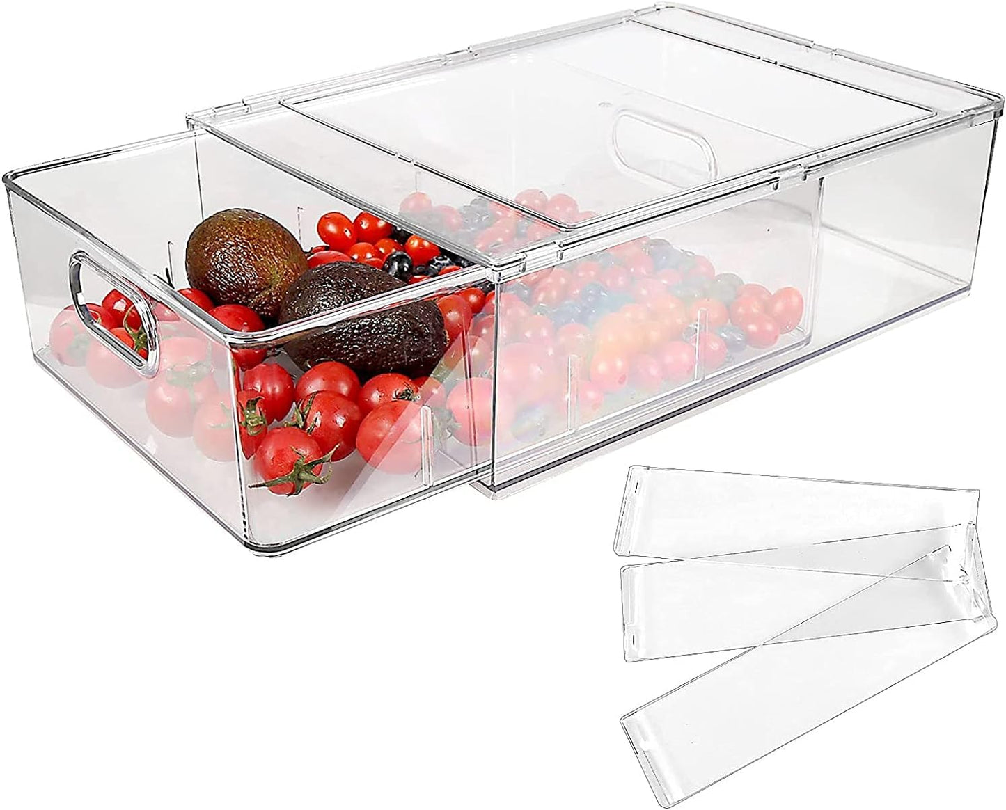 Refrigerator Organizer Bins with Pull-out Drawer