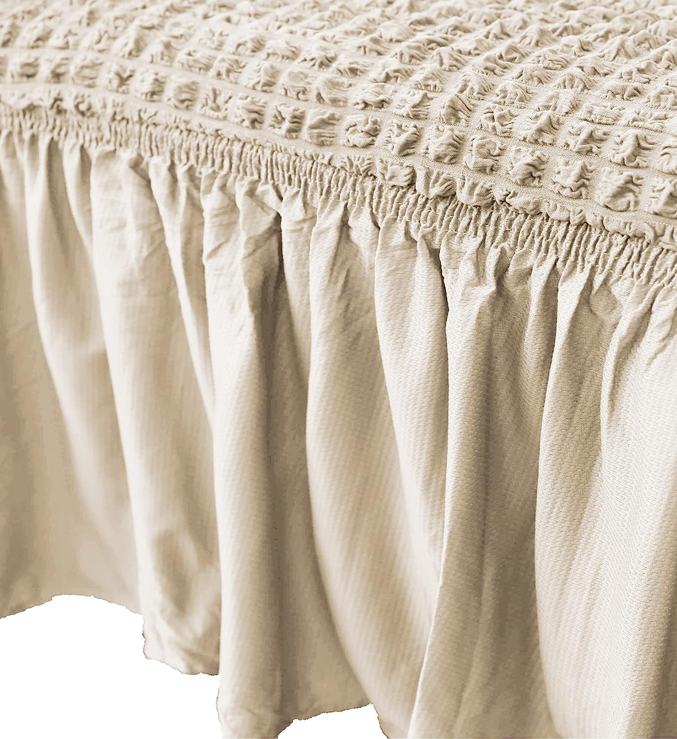 Bubble Frill Couch Cover-Beige