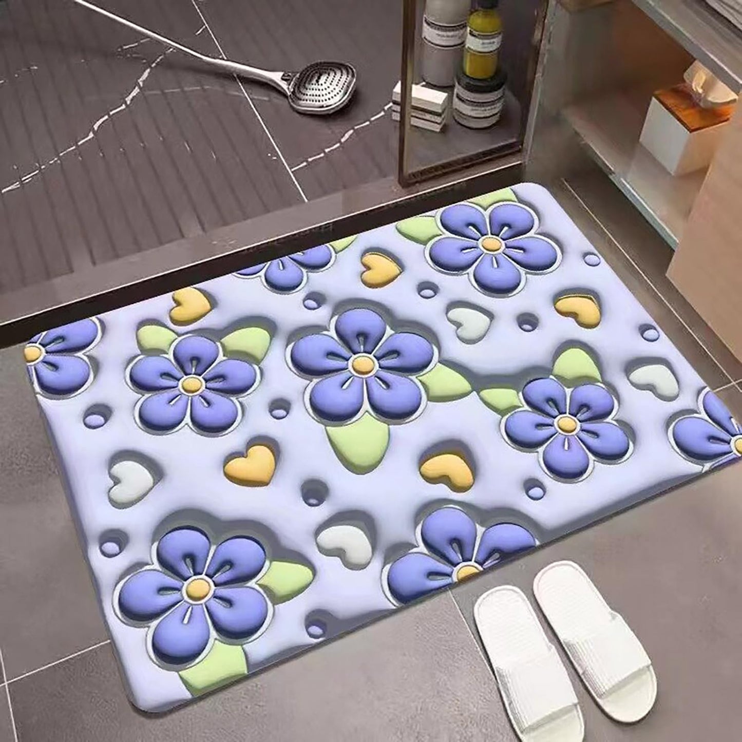 3D Shaped Bath Mat Absorbent Bath Mat Non-Slip