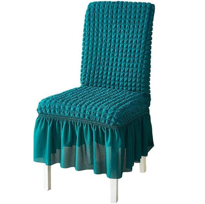 Turkish Bubble Frill Chair Cover Stretch Removable Washable Slipcover (Teal)