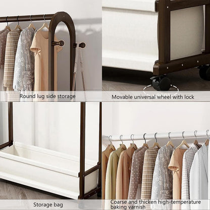 Portable Wooden Garment Rack Free-Standing Armoire (White, 70cm)