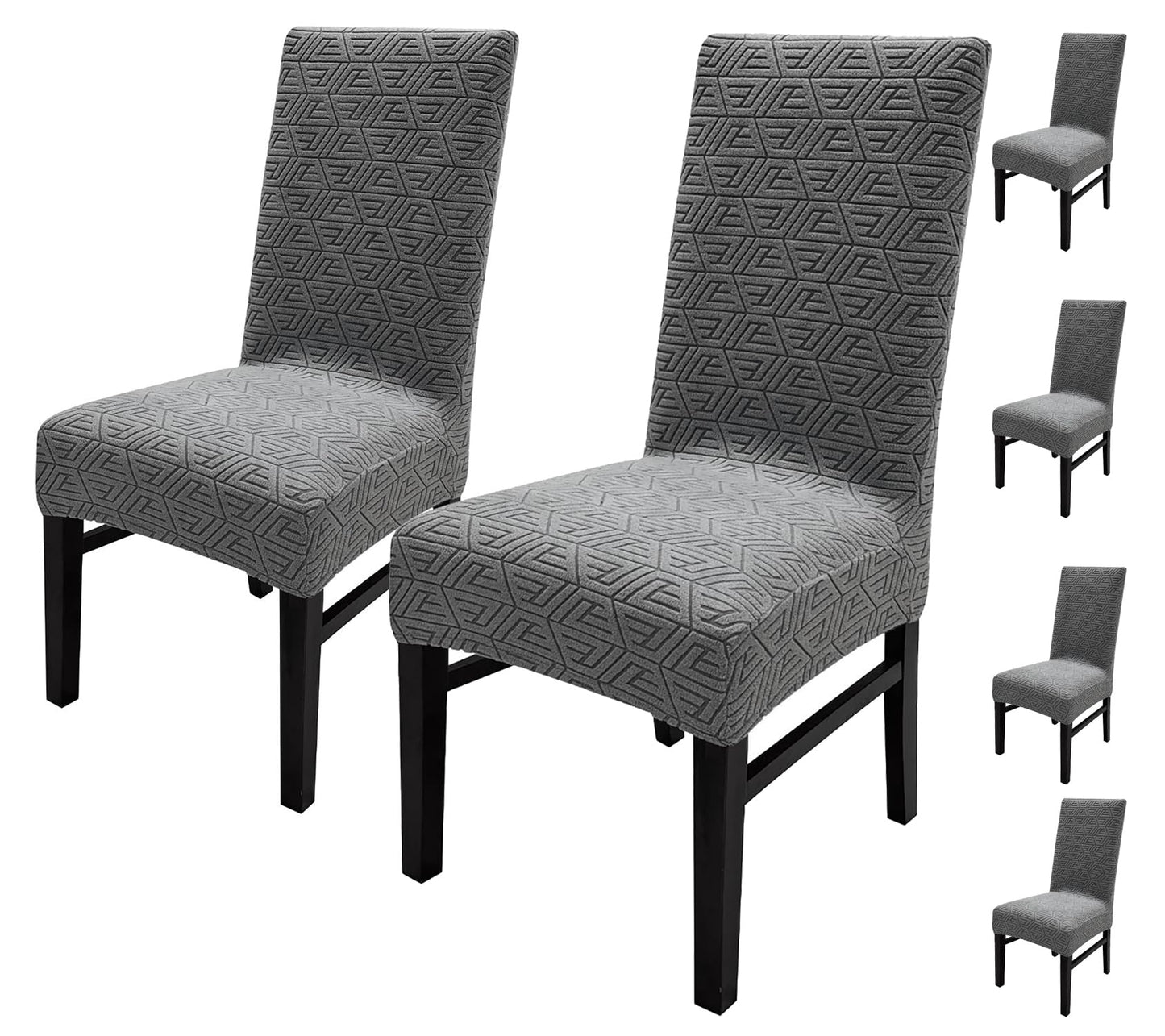 Elastic Jacquard Grain Texture Chair Cover Slipcover (Charcoal)