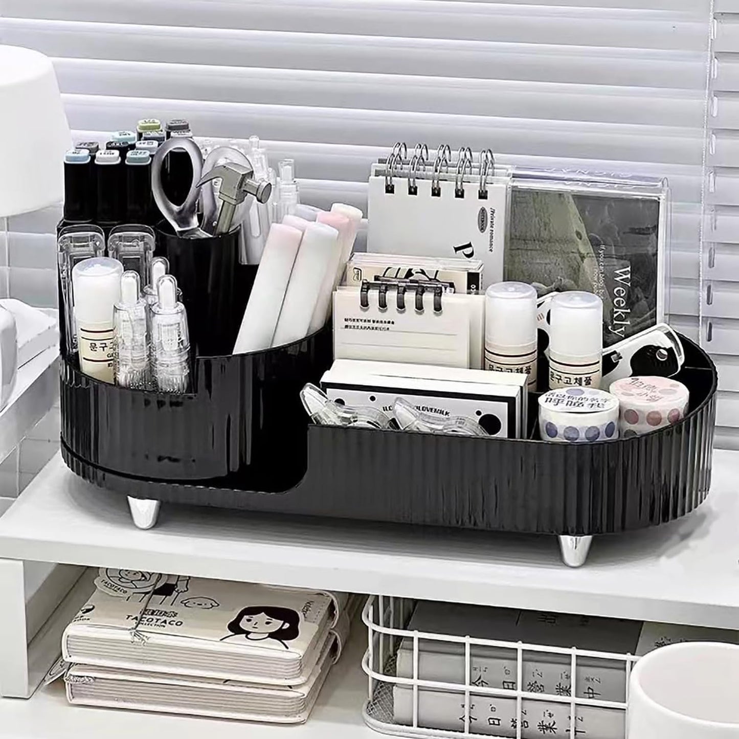 Multi Compartment Makeup Organizer-Black