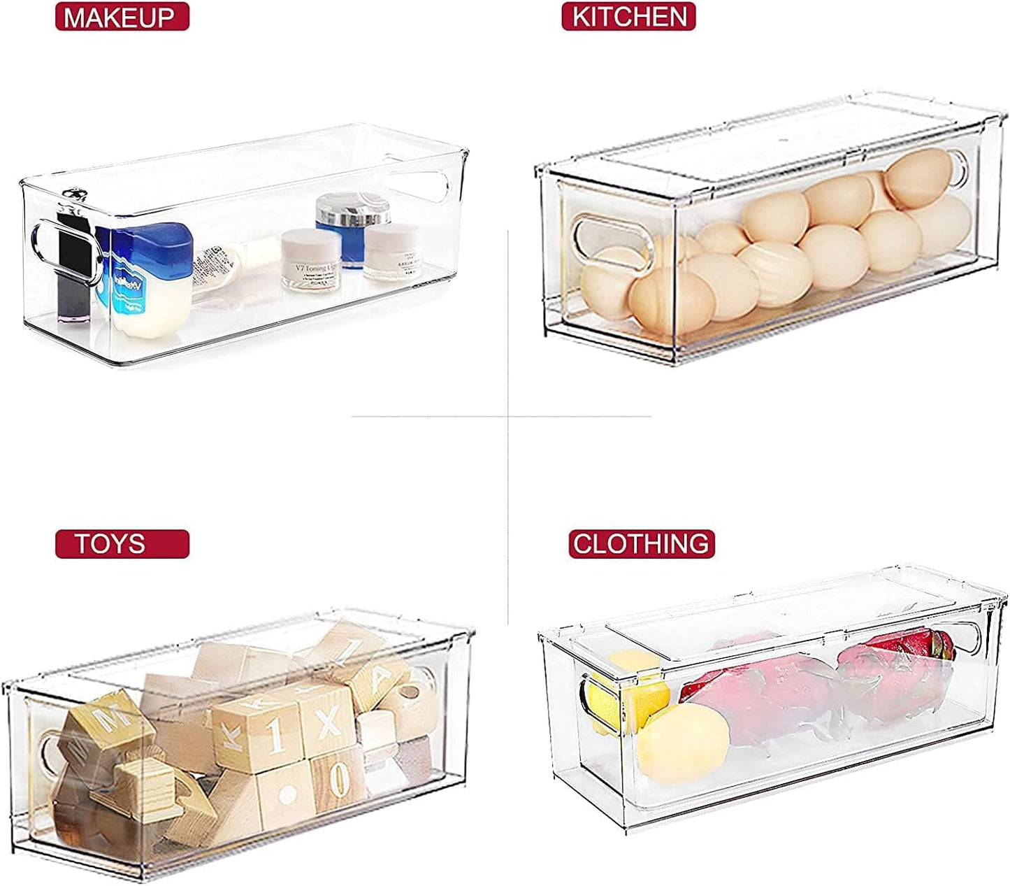 Refrigerator Organizer Bins with Pull-out Drawer