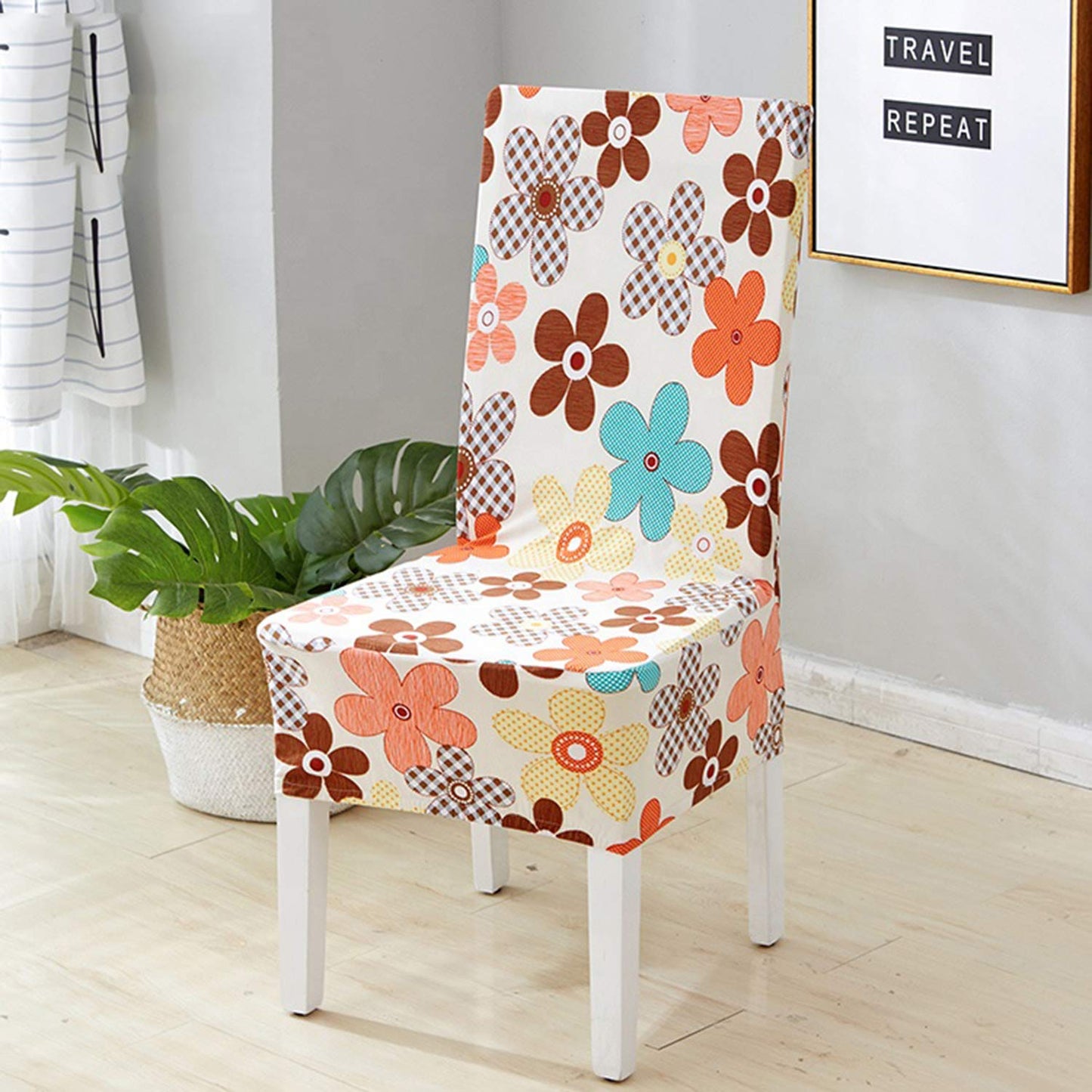 Printed Chair Cover-Cream Bunch