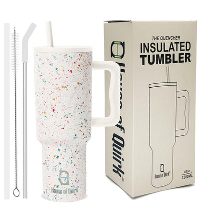 Stainless Steel Vacuum Insulated Tumbler with Straw and Lid & Handle - (1200 ML)