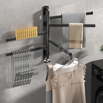 Towel Rail Self-Adhesive Aluminum Towel Holder (Black)