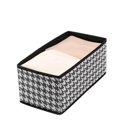 Storage Box Set of 3 Closet Dresser Drawer Organizer Cube (Black Houndstooth)