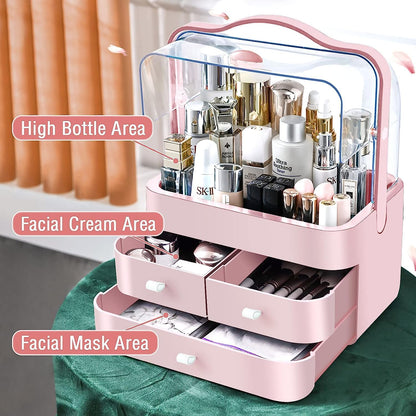 Luxury Multi-function Cosmetic Storage Box Large-Capacity (Pink)