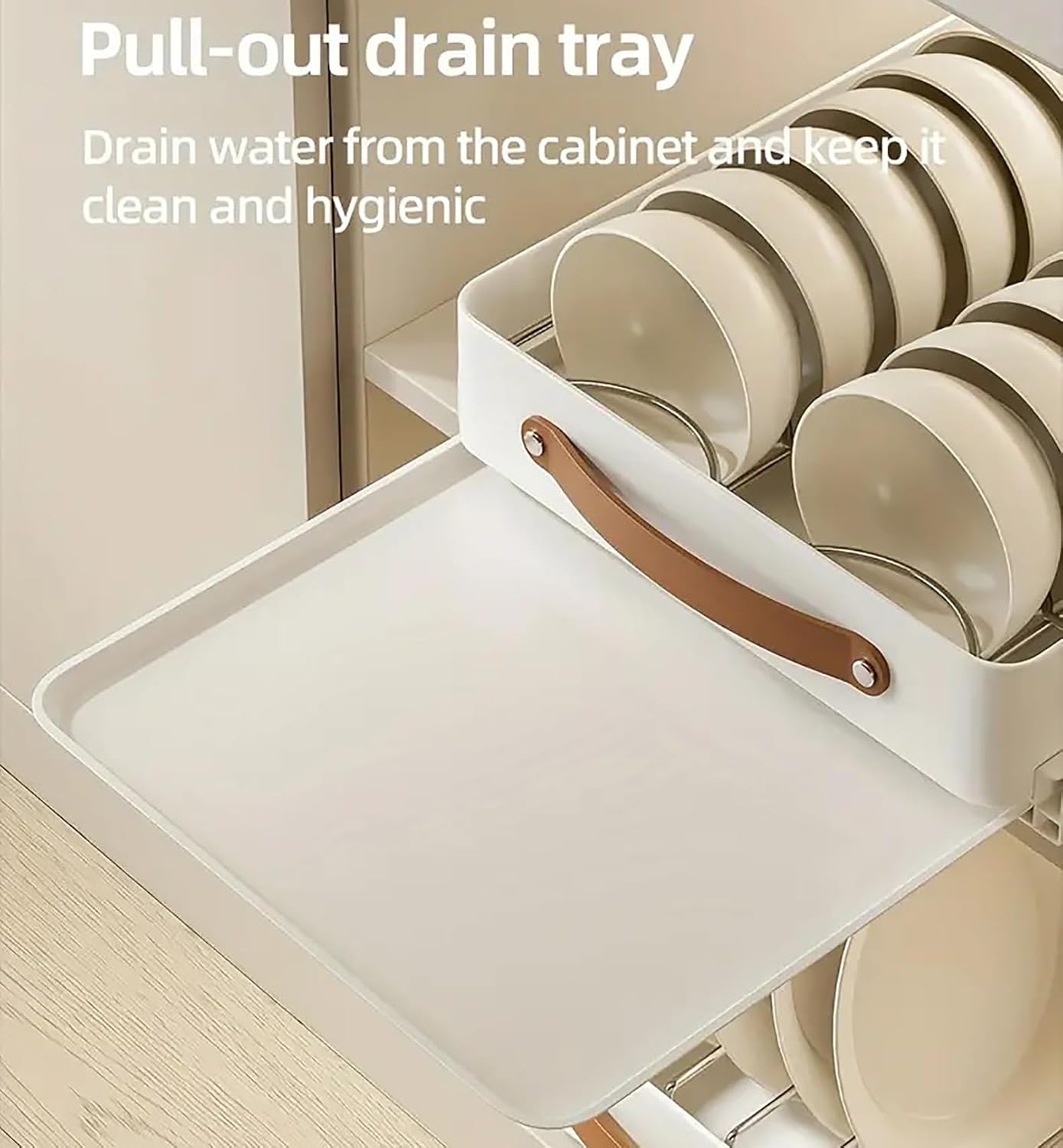 Pull Out Cabinet Organizer Drawer 12 Bowl with 7 Plate Dish Rack