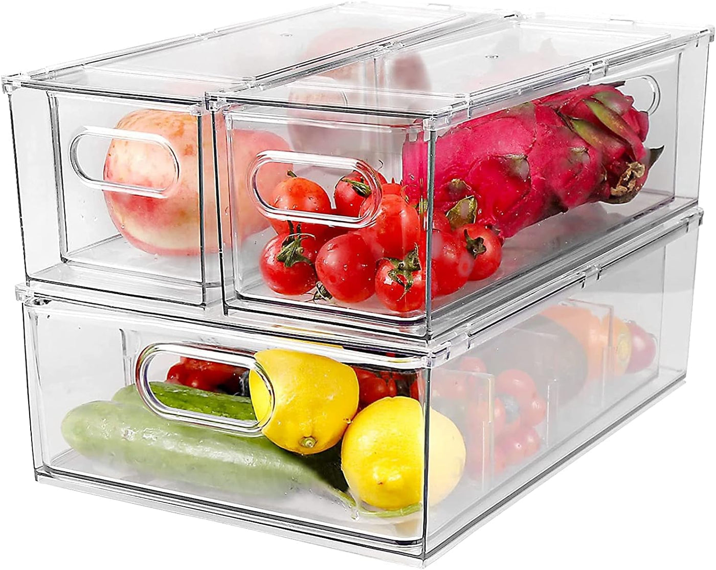 Refrigerator Organizer Bins with Pull-out Drawer