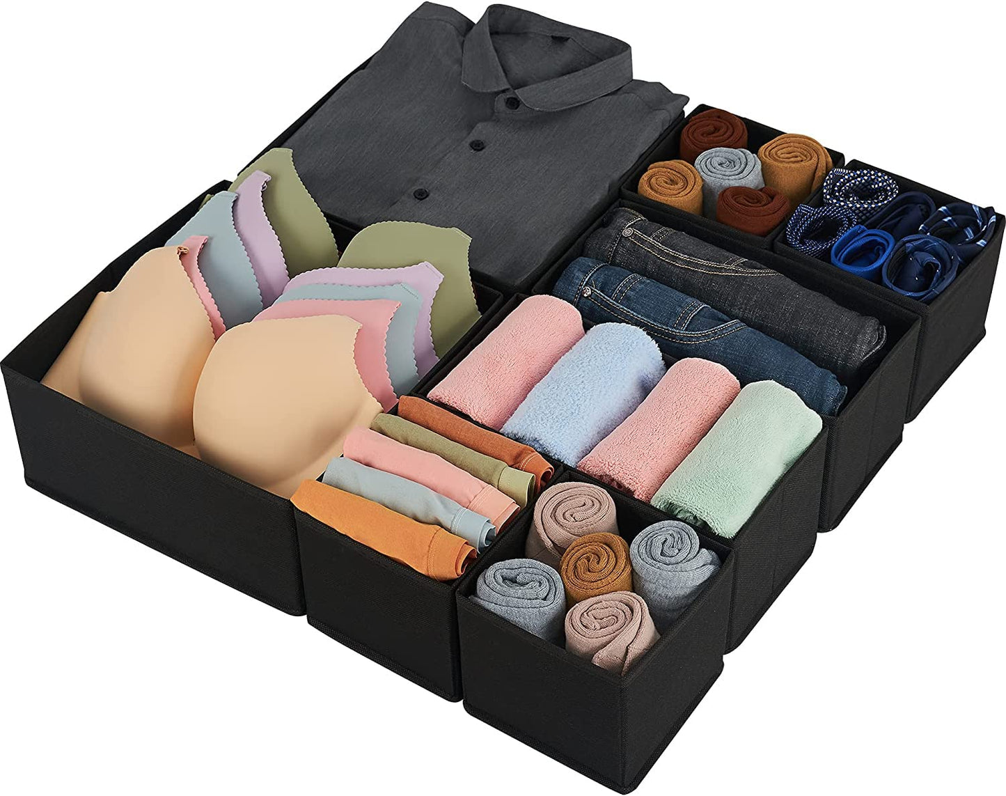 Foldable Cloth Storage Box Drawer Organizer Containers Set of 8