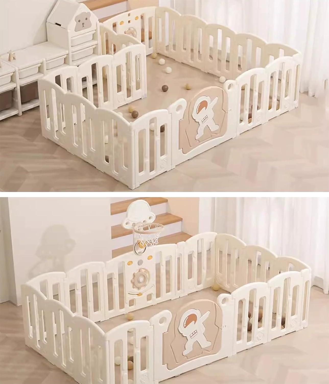 Baby Playpen Play Yard for Babies 27 Square Feet (14 Panel, Astronaut)