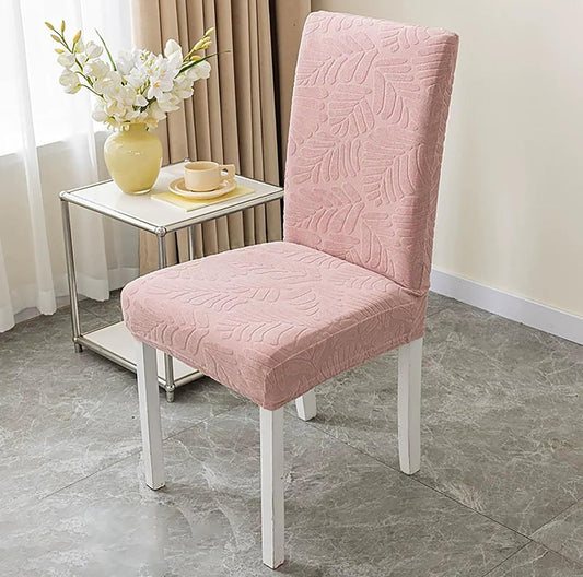 Jacquard Leaf Chair Cover-Pink