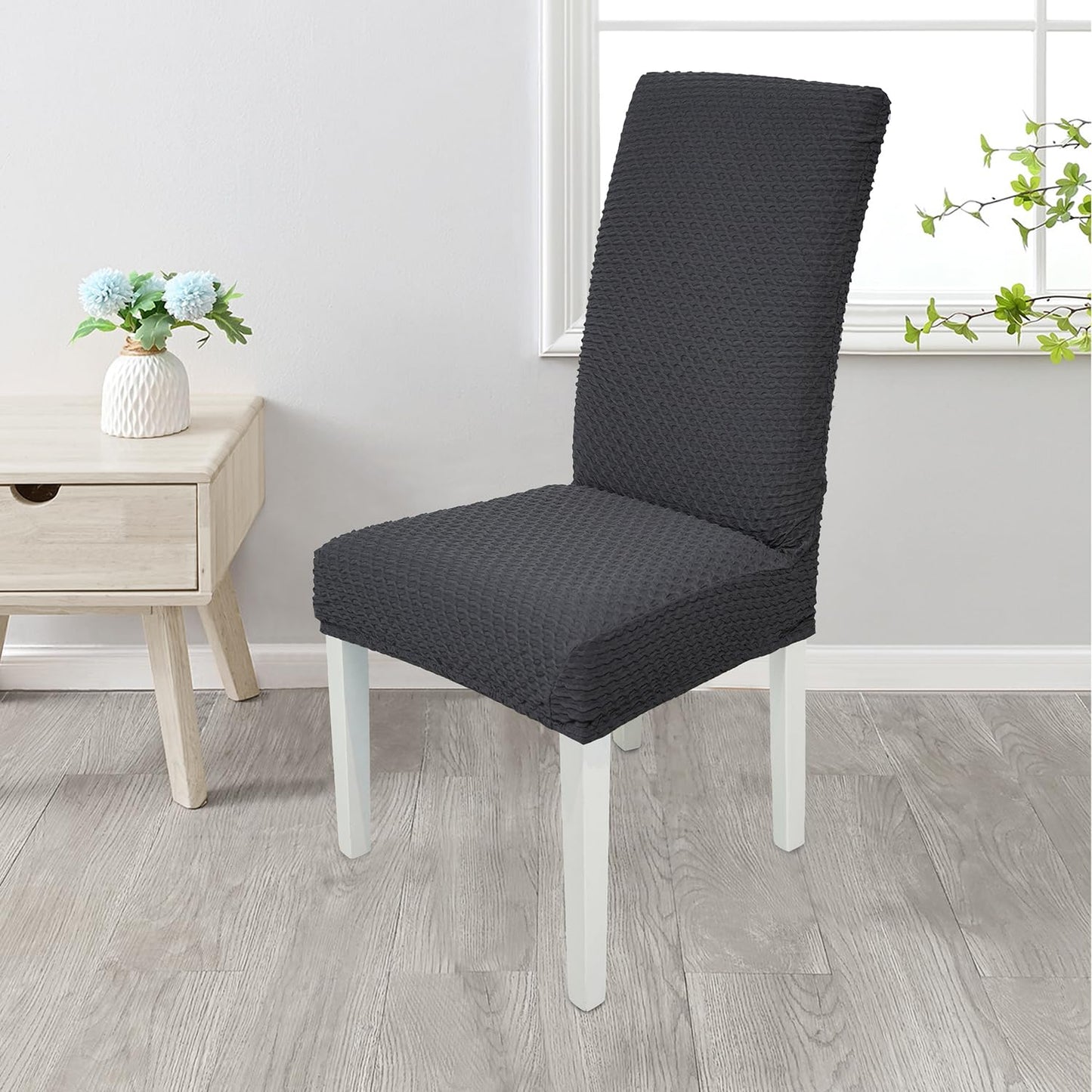 Stretchy Universal Jacquard Chair Cover-Charcoal