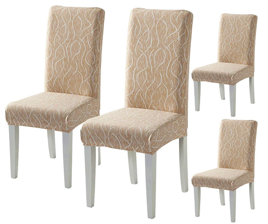 Elastic Chair Cover (Beige Wavy)