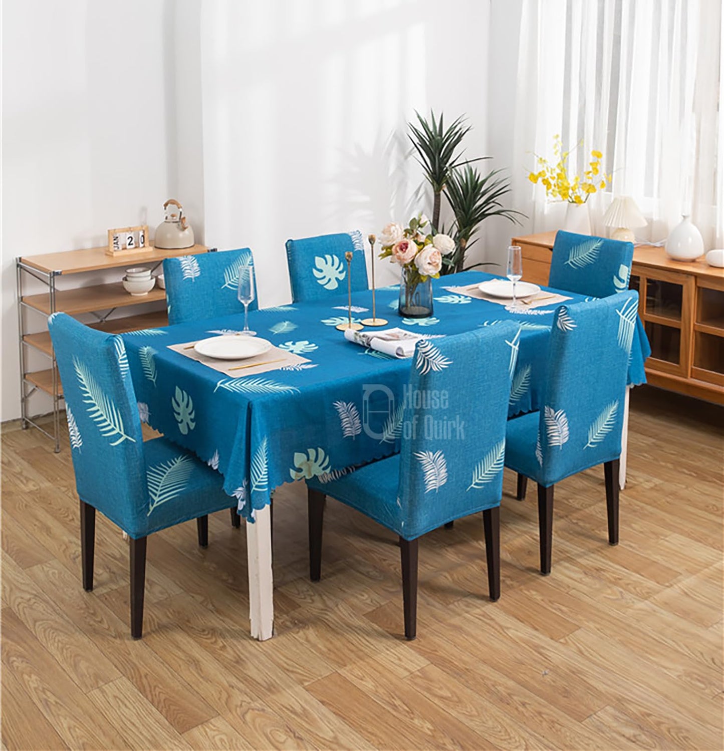 Dining Table Cover Chair Cover waterproof (1 Table Cover + 6 Chair Cover)