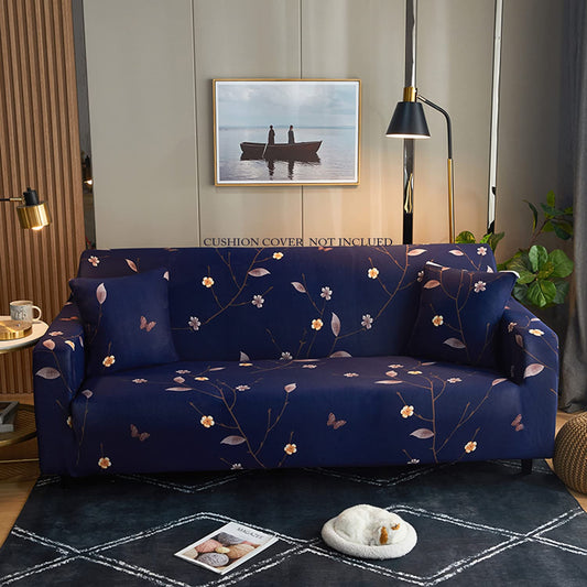 Printed Sofa Cover -Dark Blue Butterfly