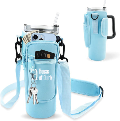 Water Bottle Carrier Bag with Phone Pocket with Adjustable Strap