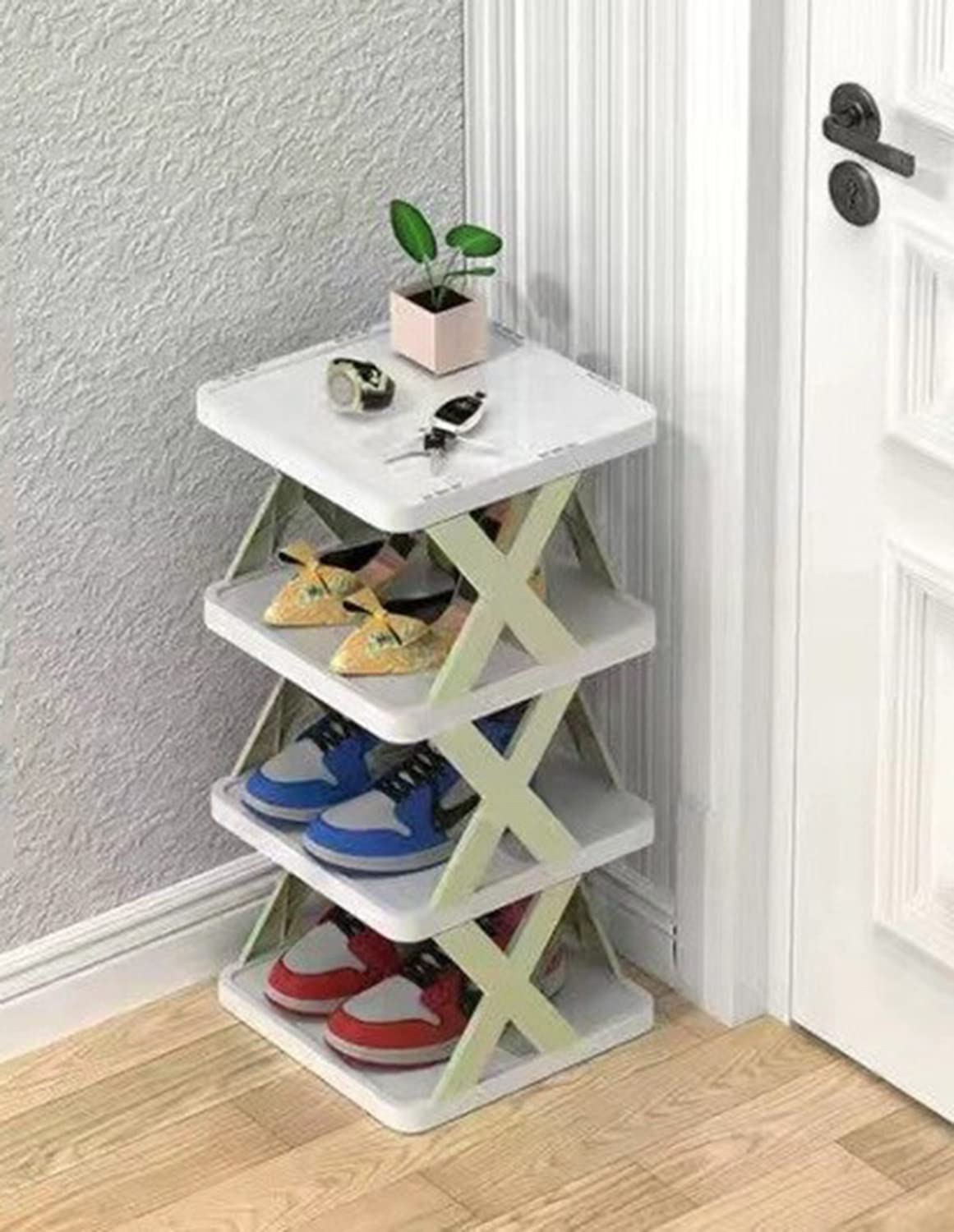 4 Tier Shoes Storage Cabinet for Saving Space-Green