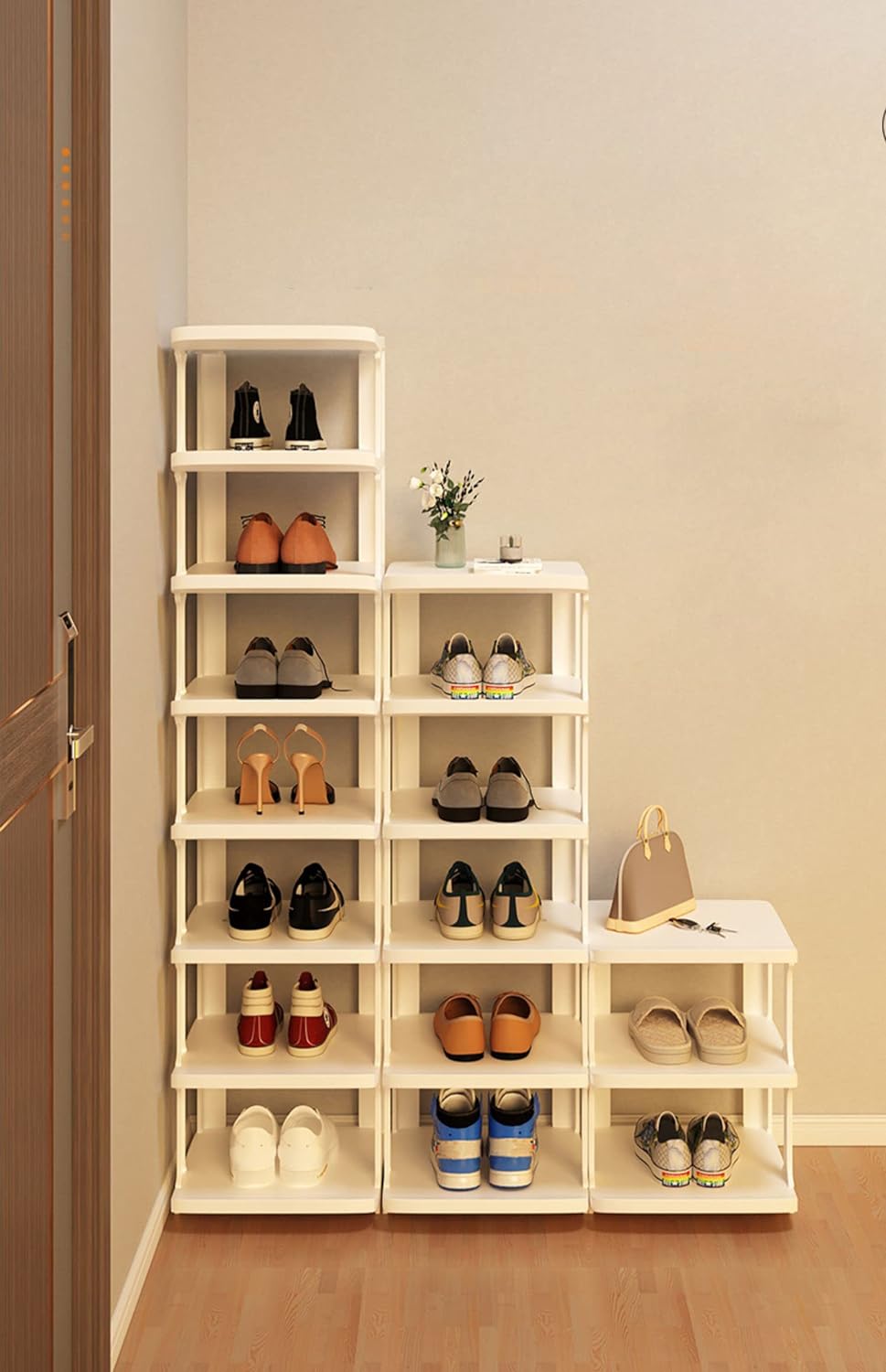 6 Layer Foldable Narrow Shoe Rack- Black