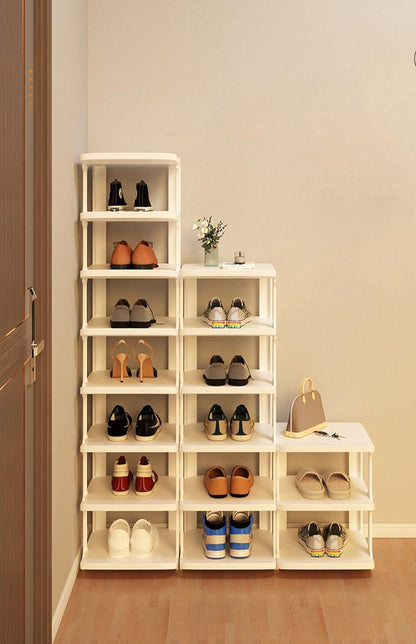 7 Layer Foldable Narrow Shoe Rack- White