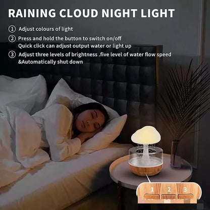 Rain Cloud Water Drops Sounds  Diffuser with Calming Colorful Night Lights