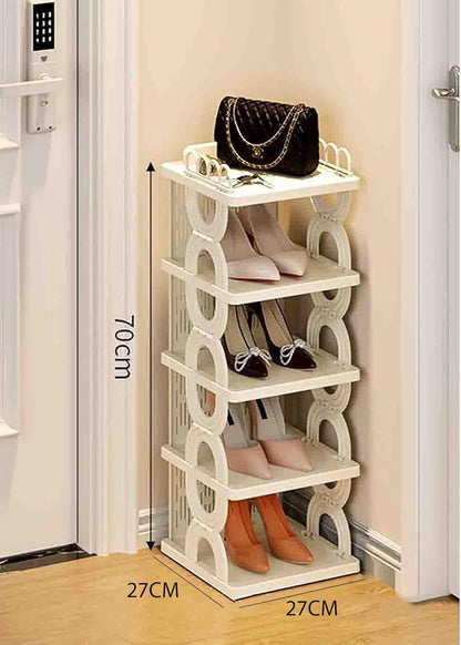 Vertical Shoe Rack, Tall Narrow Shoe Rack, for Small Entryways - (5tier, Beige)