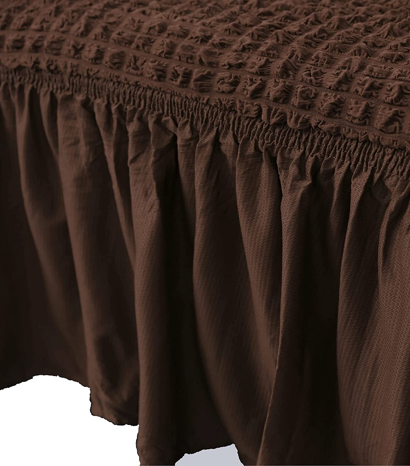 Bubble Frill Couch Cover-Coffee