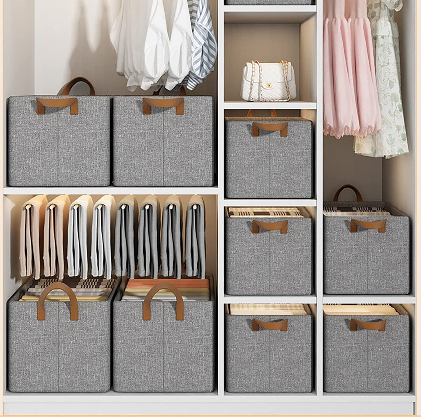 Open Storage Box Linen Closet Organizers Dark Grey