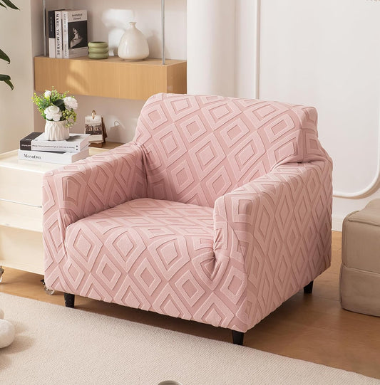 Jacquard Fabric Diamond Texture Sofa Cover 220 GSM (Pink)