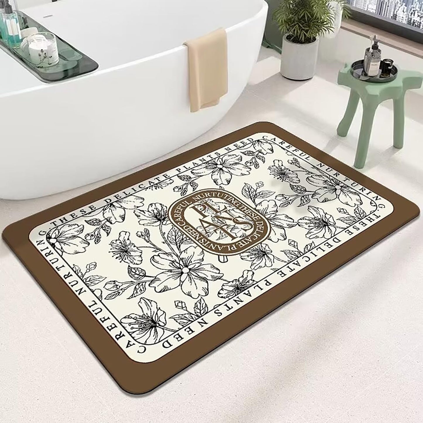 Bath Rug Mat Rubber Non-Slip Quick Dry Absorbent