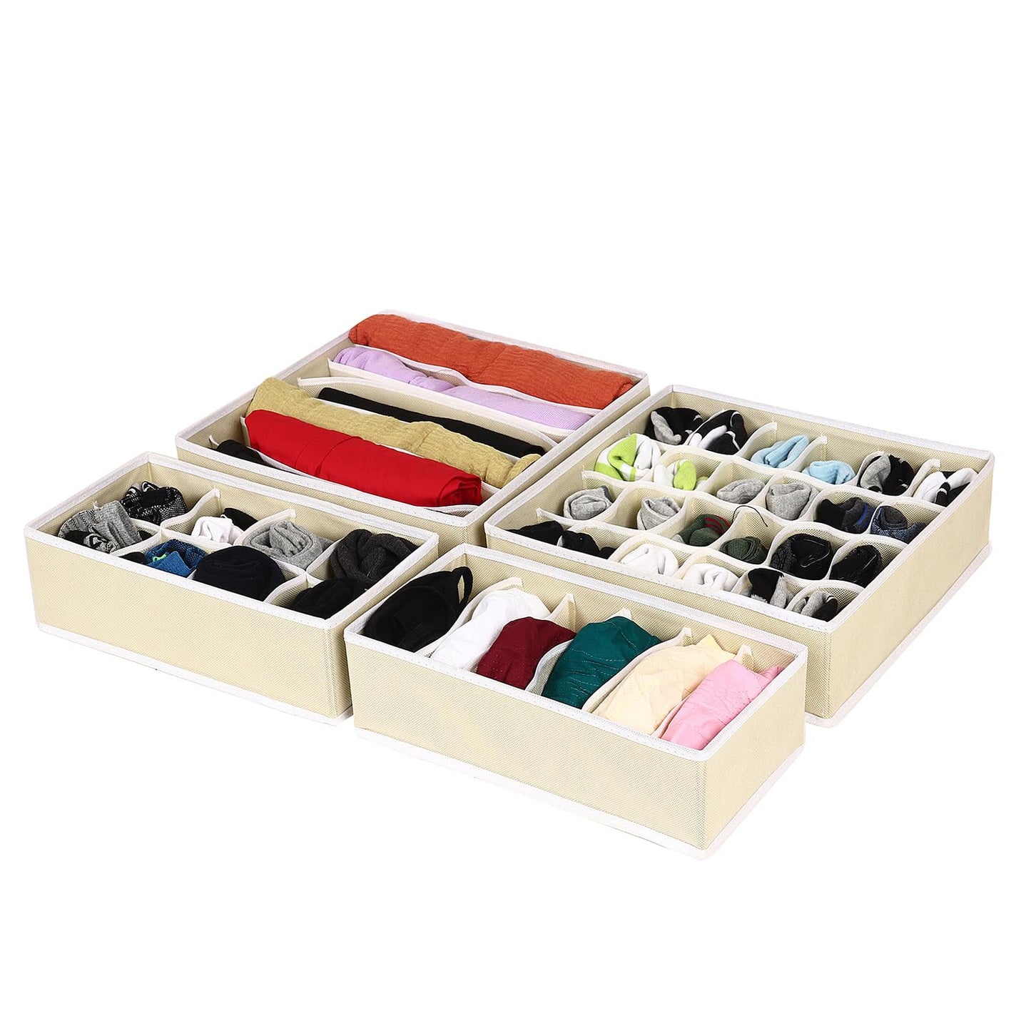 Set of 4 Foldable Storage Box Drawer Divider