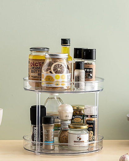 360 Degree Rotating Storage Tray (2 Tier, Clear)