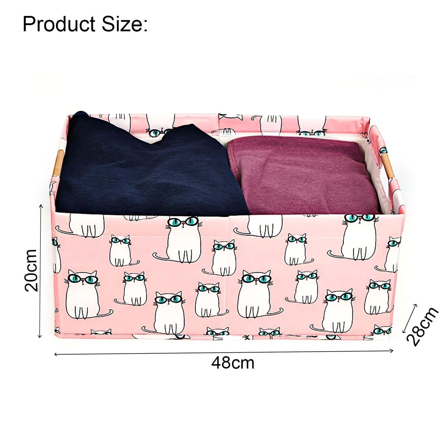 Store Wardrobe Organizer With Bamboo Handle (Pink Cat)