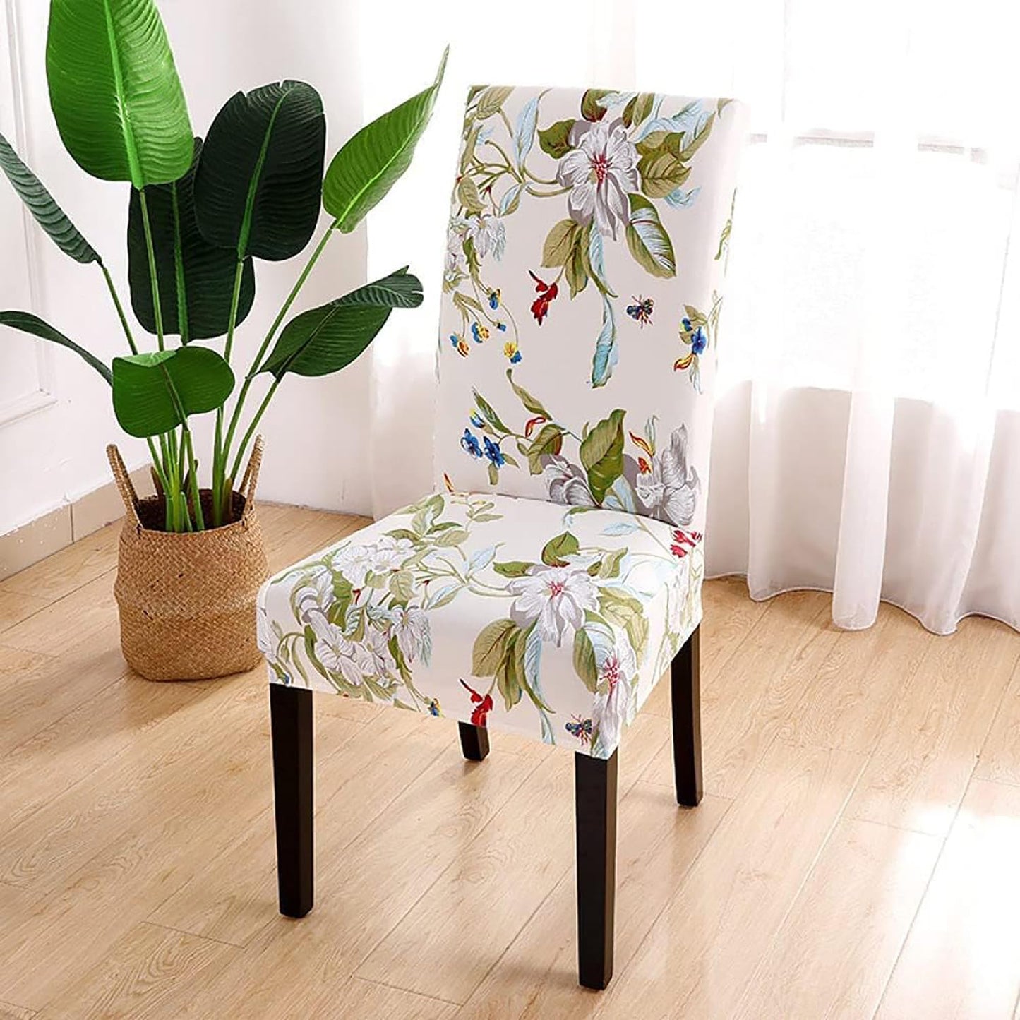 Elastic Chair Cover Stretch Removable Washable Slipcover (Cream Green Bell)