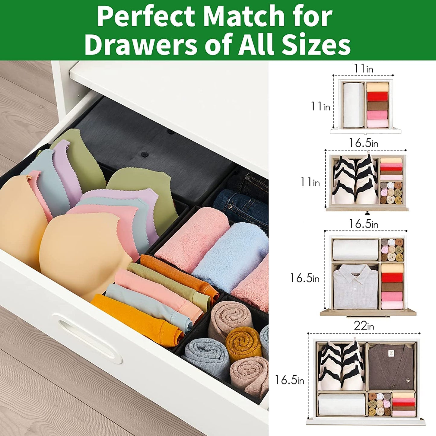 Foldable Cloth Storage Box Drawer Organizer Containers Set of 8