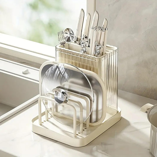 Plastic Universal Knife Holder Block (Cream)