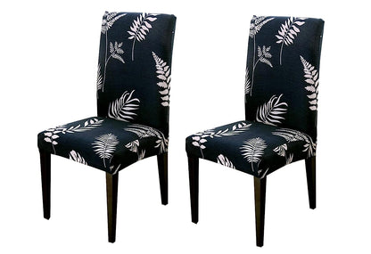 Printed Chair Cover-(Dark Blue Petals)