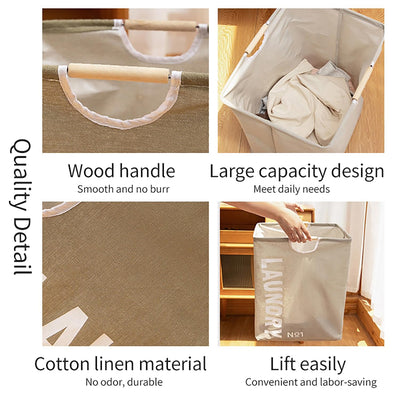 52 Litre Linen Cotton Collapsible Laundry Basket