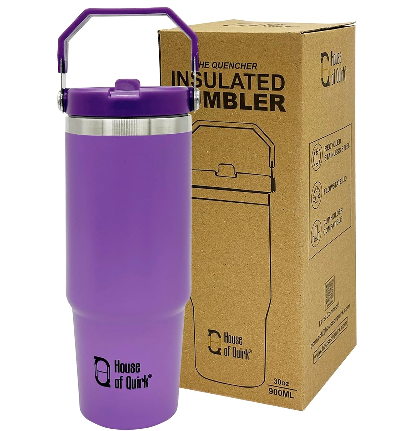 Stainless Steel Double Vacuum Insulated Tumbler with Lid and Straw 900ML